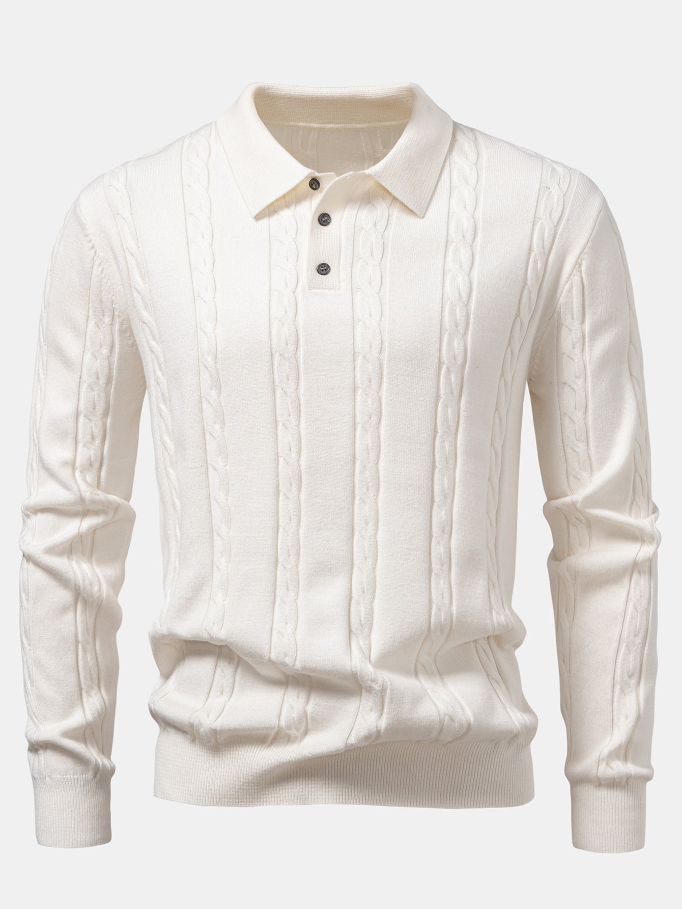 Long Sleeve Twist Knit Polo Shirt