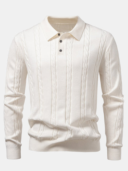 Long Sleeve Twist Knit Polo Shirt