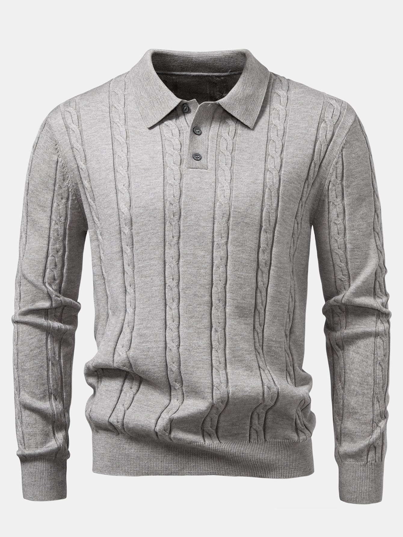 Long Sleeve Twist Knit Polo Shirt