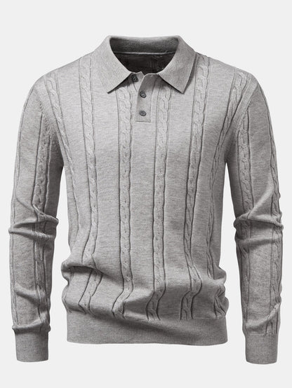 Long Sleeve Twist Knit Polo Shirt