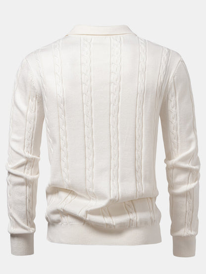 Long Sleeve Twist Knit Polo Shirt