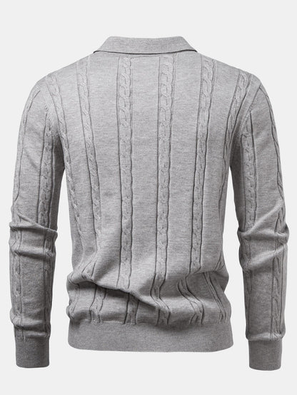 Long Sleeve Twist Knit Polo Shirt