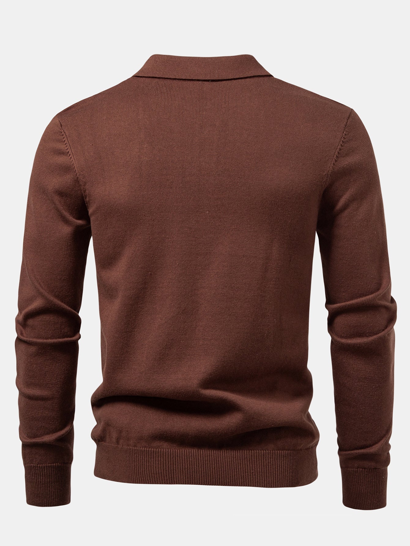 Long Sleeve Stripe Knit Polo Shirt