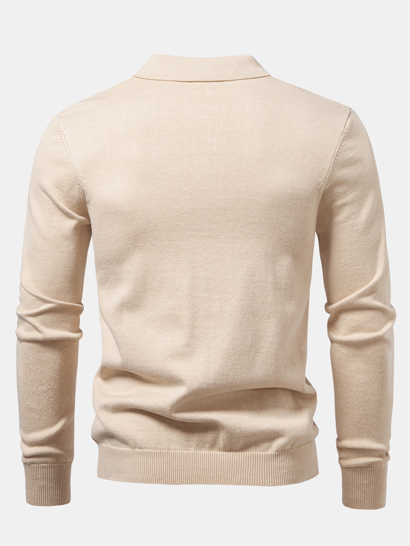 Long Sleeve Stripe Knit Polo Shirt