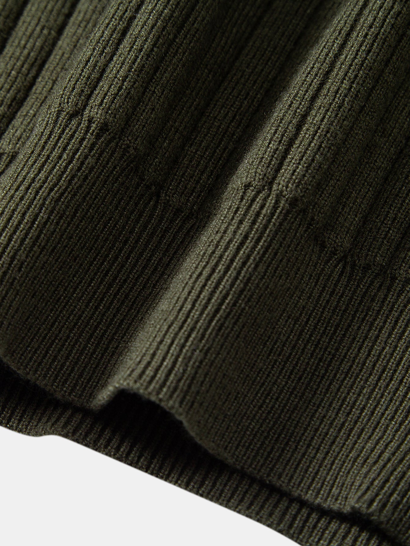 Long Sleeve Ribbed Knit Johnny Collar Polo Shirt