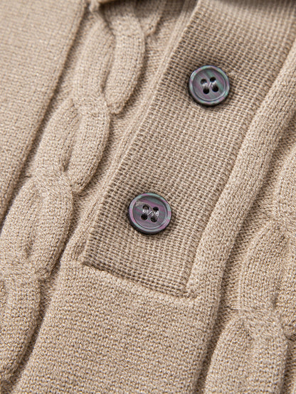 Long Sleeve Twist Knit Polo Shirt