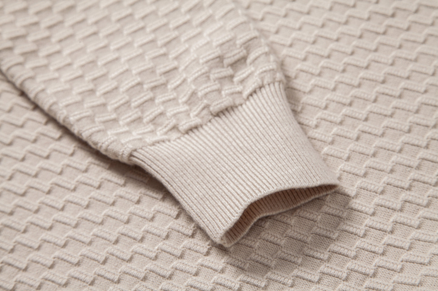 Long Sleeve Textured Knit  Polo Shirt