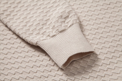 Long Sleeve Textured Knit  Polo Shirt