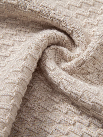 Long Sleeve Textured Knit  Polo Shirt