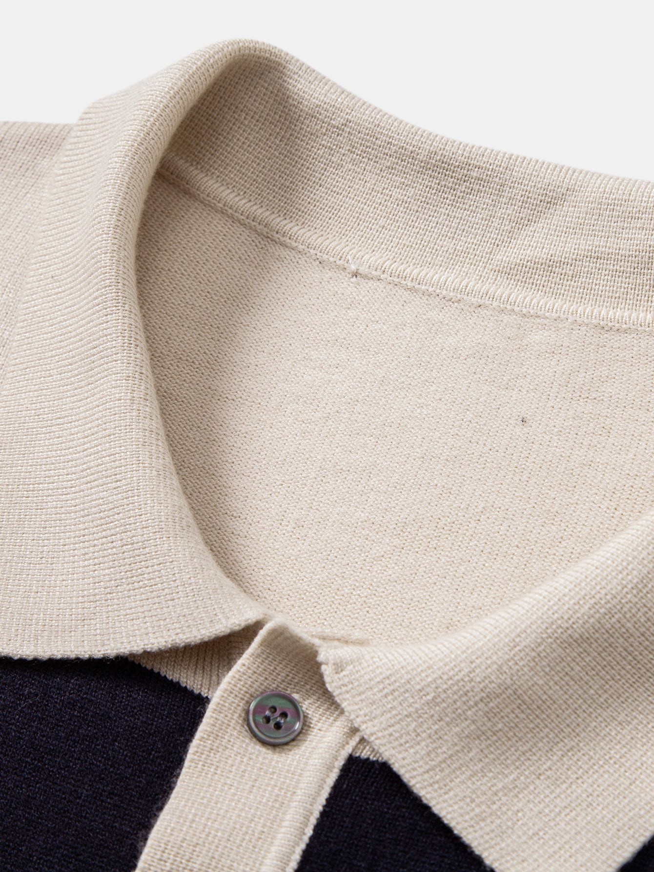 Long Sleeve Stripe Knit Polo Shirt