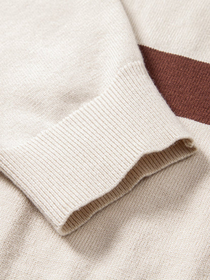 Long Sleeve Stripe Knit Polo Shirt