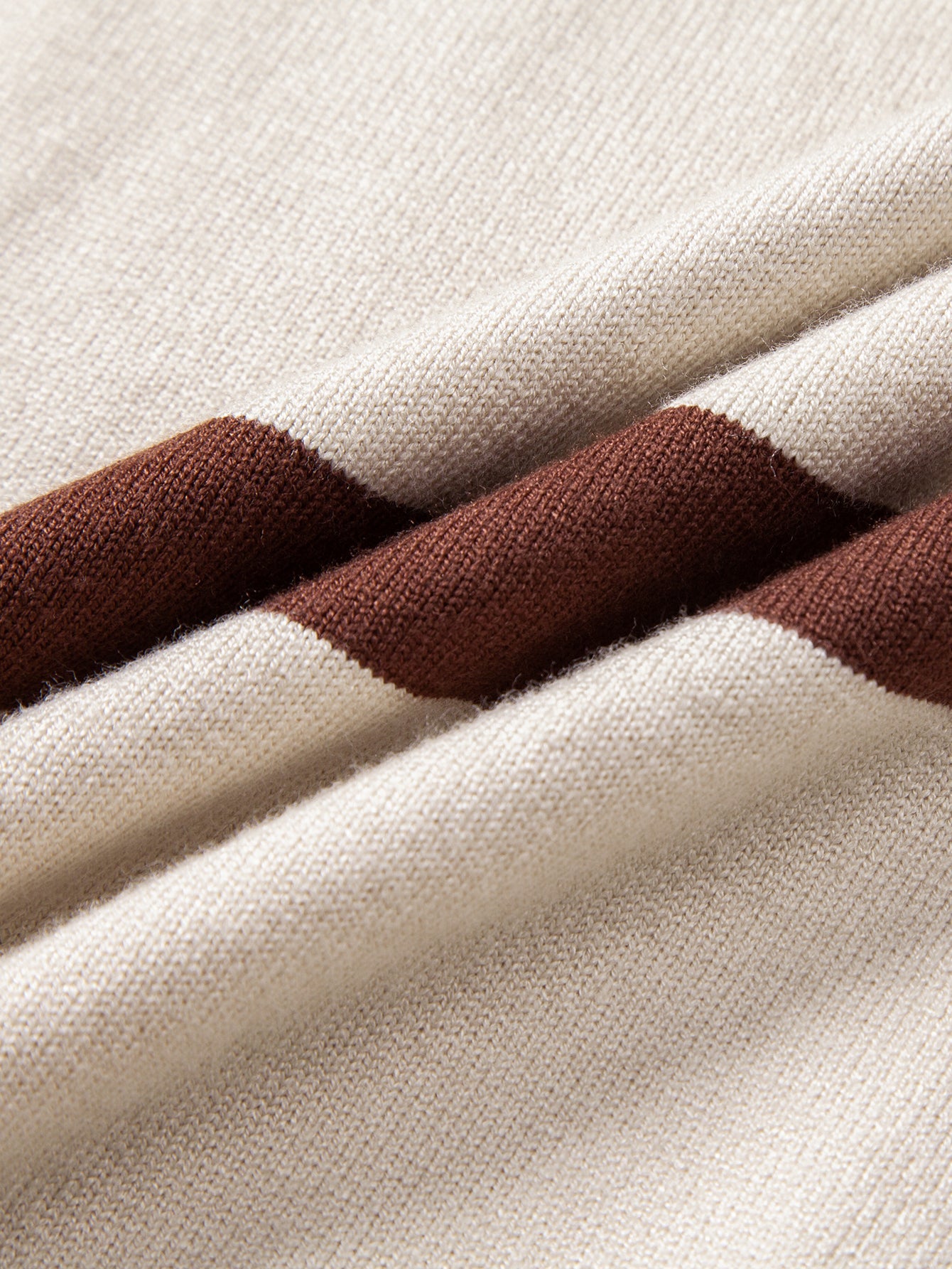 Long Sleeve Stripe Knit Polo Shirt