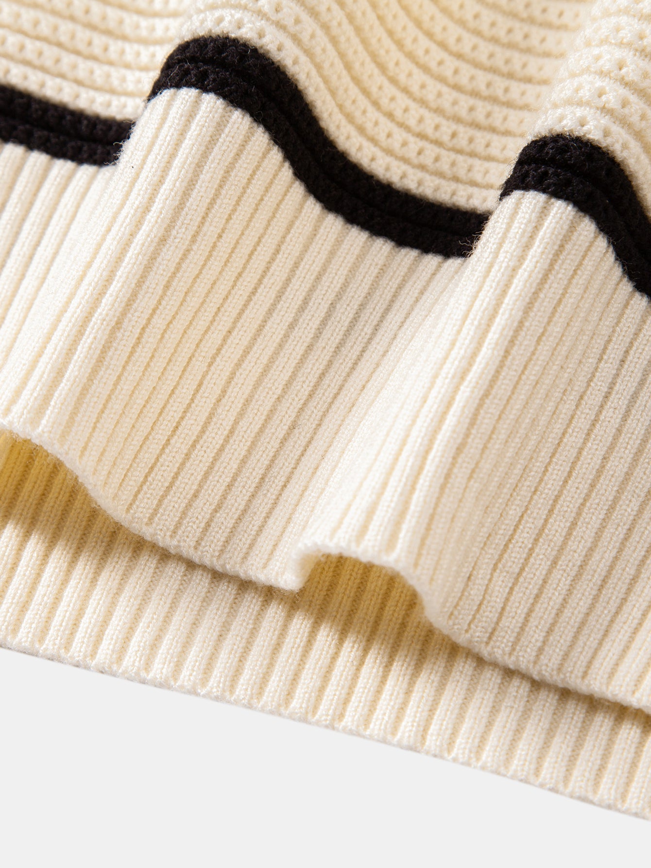 Striped Textured Zip Knit Polo Shirt