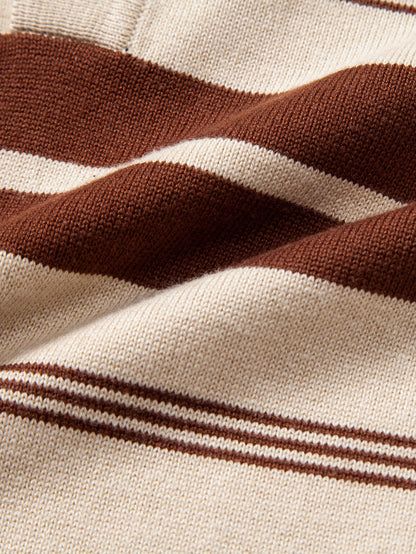 Long Sleeve Stripe Knit Polo Shirt
