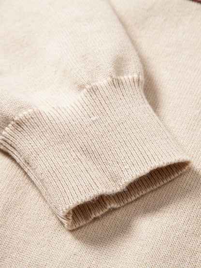 Long Sleeve Stripe Knit Polo Shirt