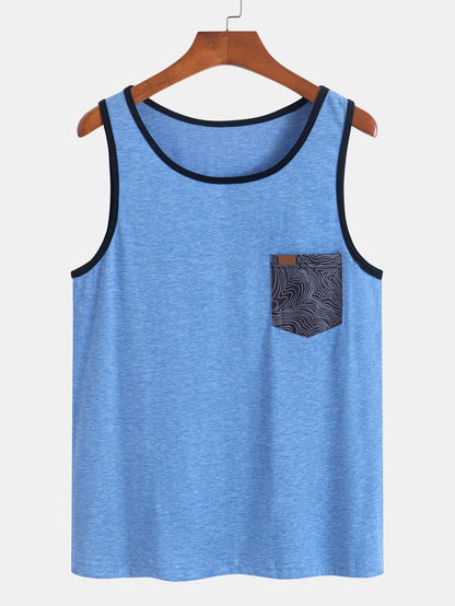 Tank Top With Wave Pattern Pocket