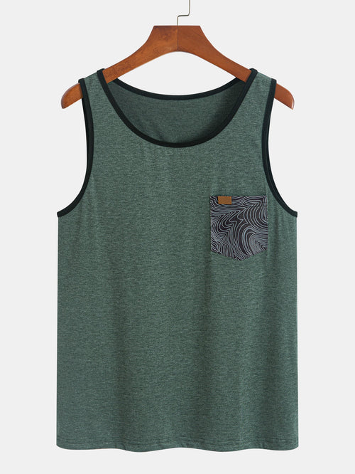 Tank Top With Wave Pattern Pocket