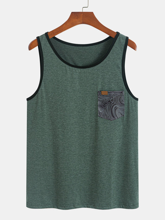 Tank Top With Wave Pattern Pocket