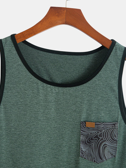 Tank Top With Wave Pattern Pocket