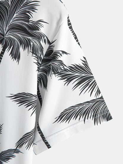 Palm Tree Print Arc Hem T-Shirt