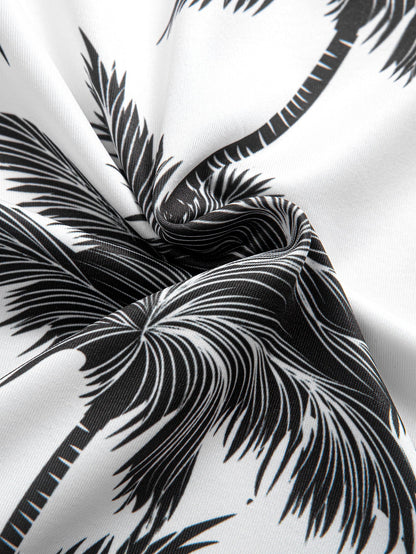 Palm Tree Print Arc Hem T-Shirt