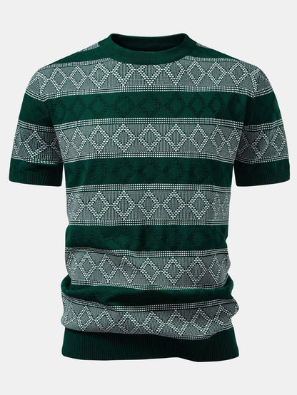 Rhombus Geometry Knitted Sweater T-Shirt