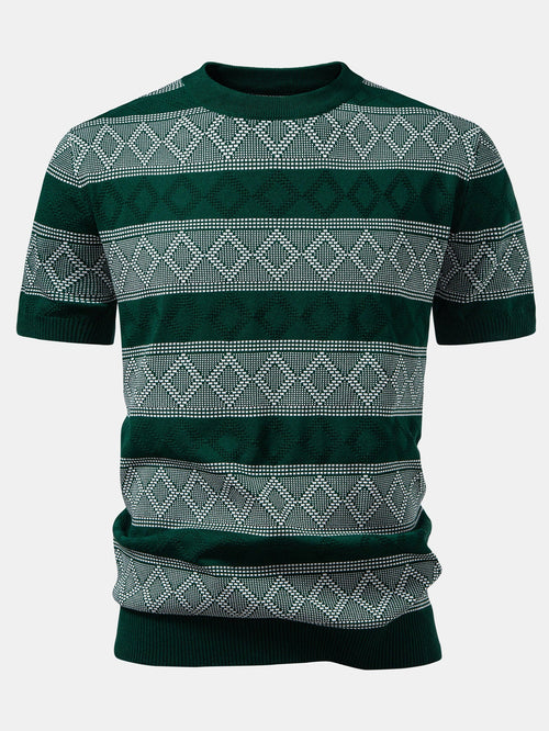 Rhombus Geometry Knitted Sweater T-Shirt