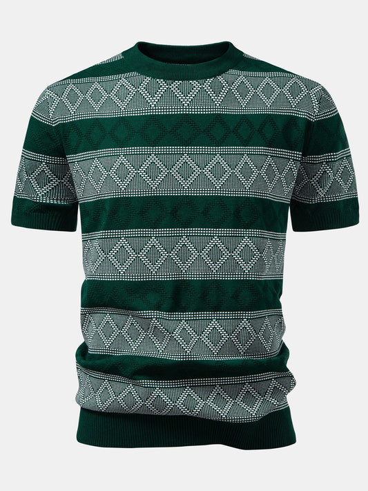 Rhombus Geometry Knitted Sweater T-Shirt