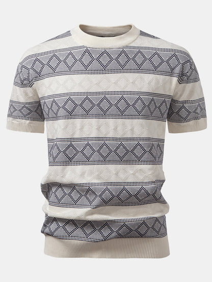 Rhombus Geometry Knitted Sweater T-Shirt