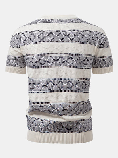 Rhombus Geometry Knitted Sweater T-Shirt