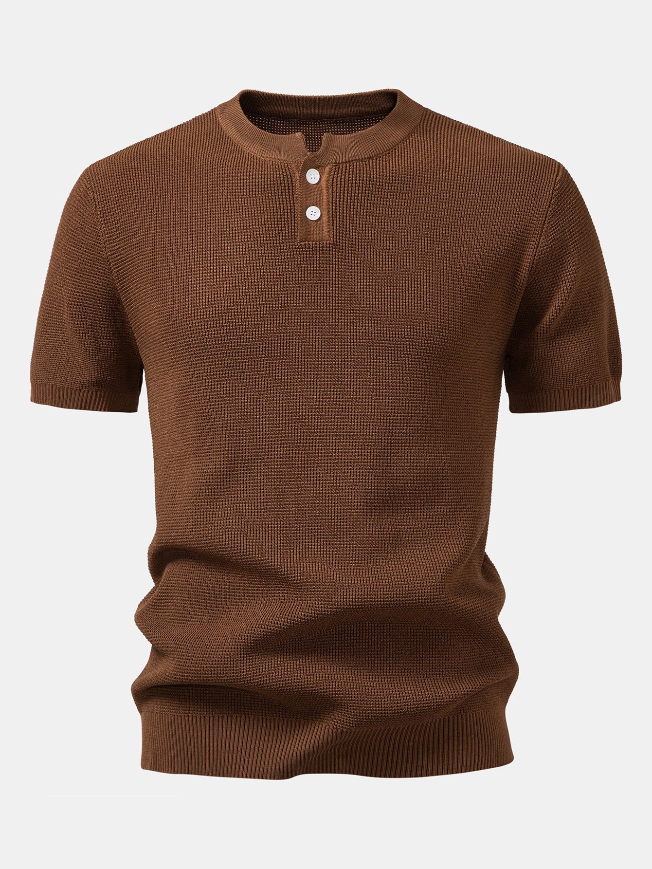 Waffle Textured Knitted Henley Shirt