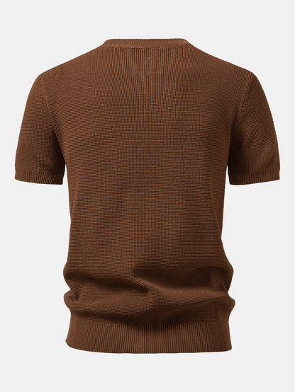 Waffle Textured Knitted Henley Shirt