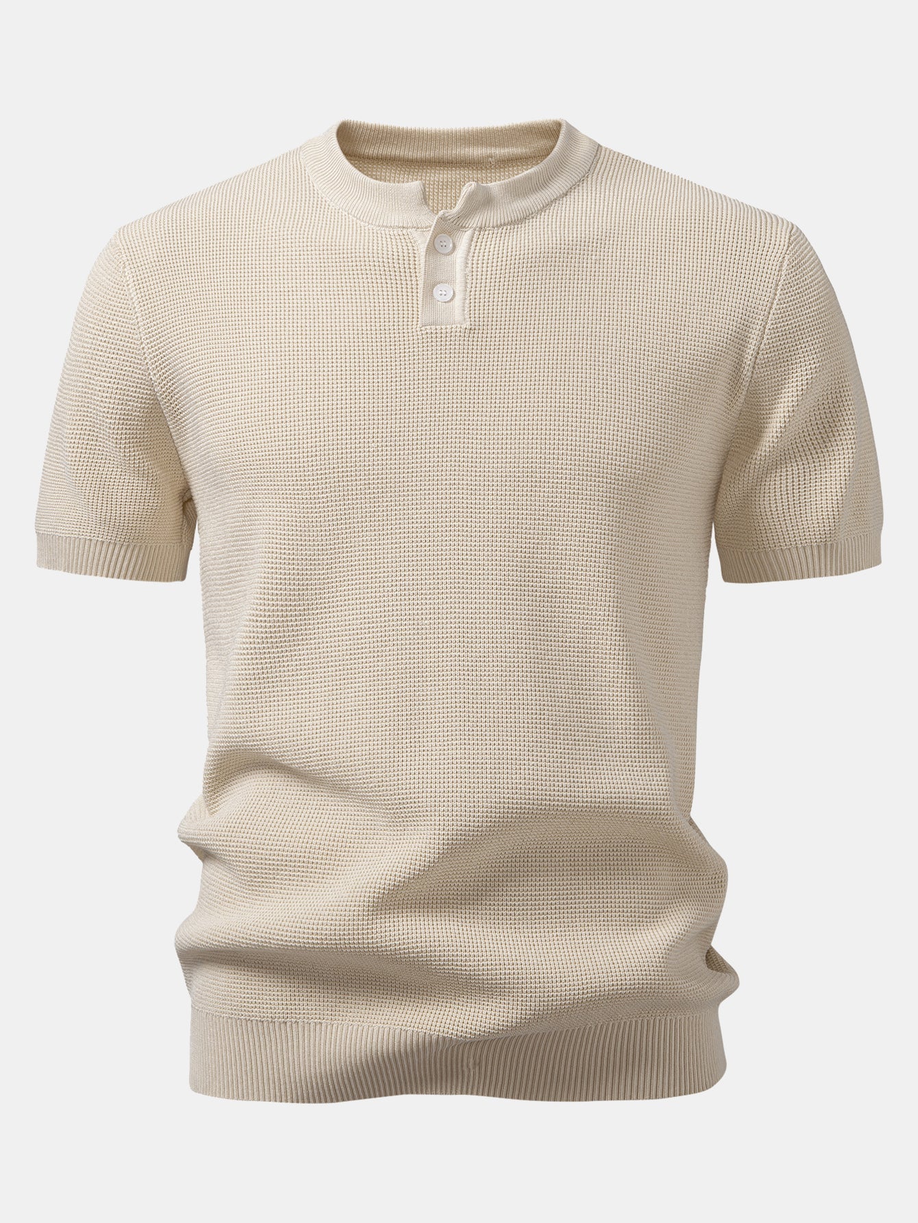 Waffle Textured Knitted Henley Shirt