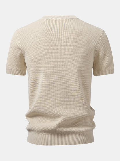 Waffle Textured Knitted Henley Shirt