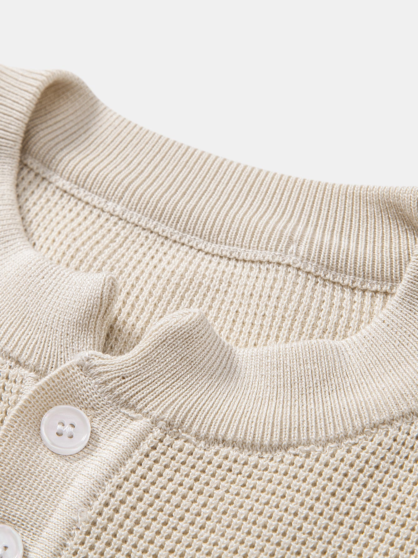 Waffle Textured Knitted Henley Shirt