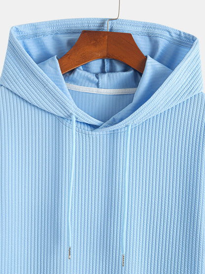 Ribbed Hooded  Arc Hem T-Shirt