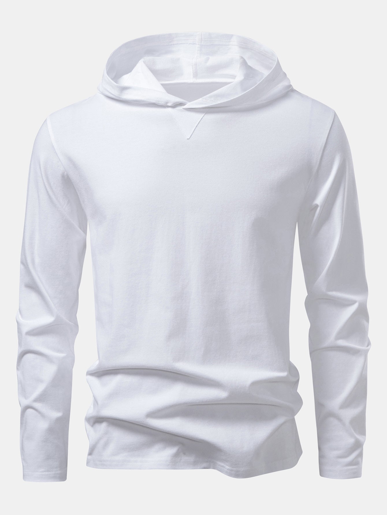 Long Sleeved Cotton Hooded T-Shirt