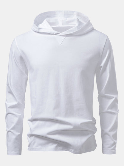 Long Sleeved Cotton Hooded T-Shirt
