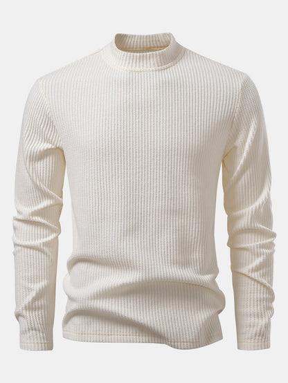 Long Sleeve Waffle Mock Neck T-Shirt