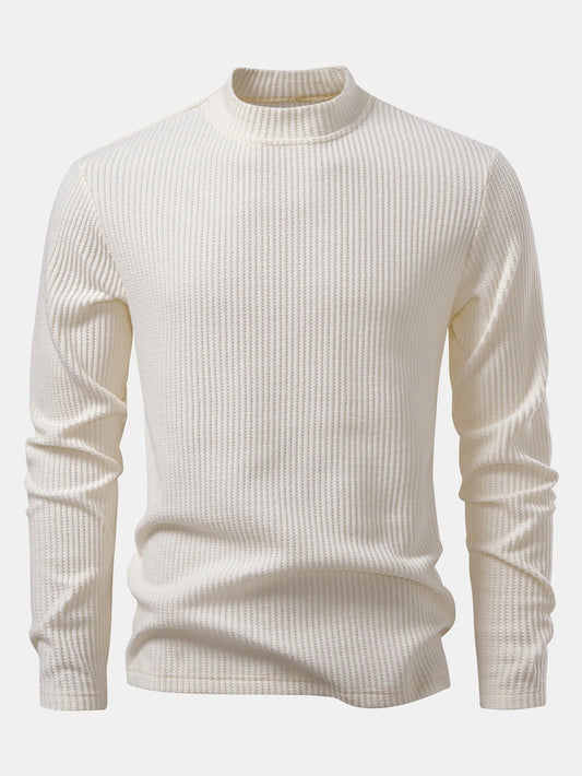 Long Sleeve Waffle Mock Neck T-Shirt