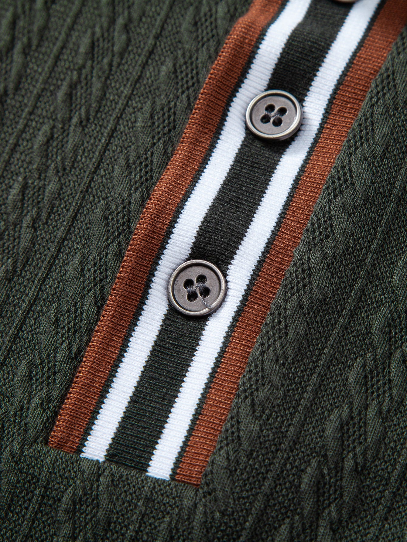 Long Sleeve Twist Jacquard Polo Shirt