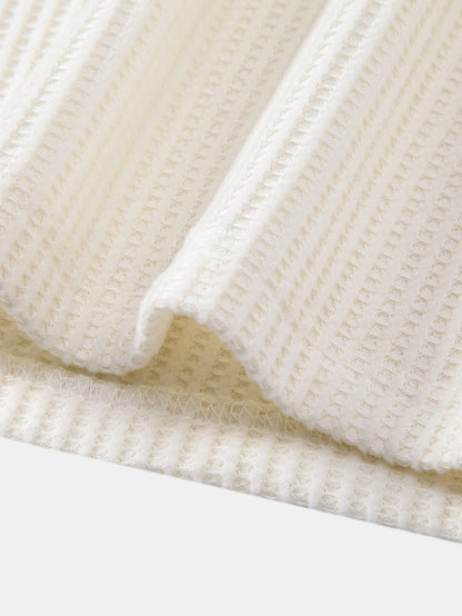 3 Pieces Long Sleeved Knitted Waffle Polo Shirt