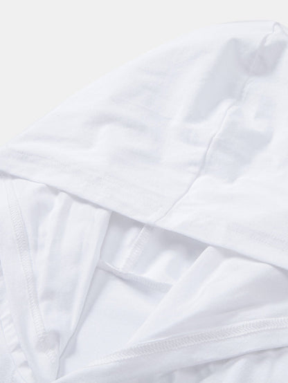 Long Sleeved Cotton Hooded T-Shirt