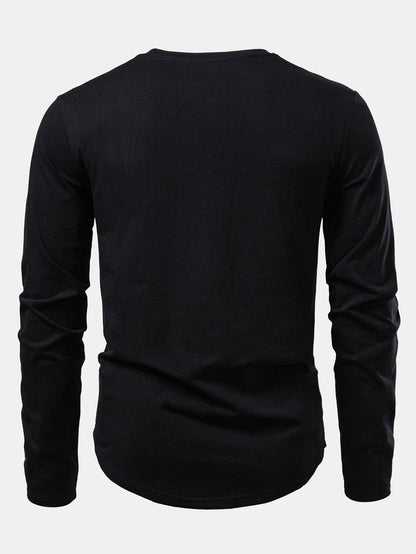 3 Pieces Basic Long Sleeve Cotton Arc Hem T-Shirts