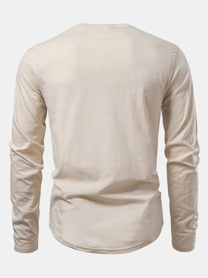 3 Pieces Basic Long Sleeve Cotton Arc Hem T-Shirts