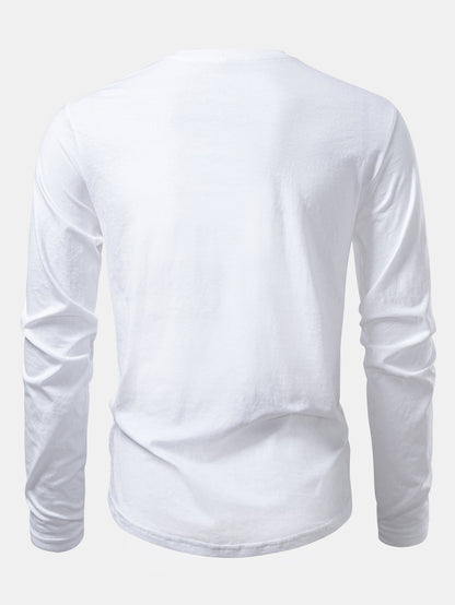 3 Pieces Basic Long Sleeve Cotton Arc Hem T-Shirts