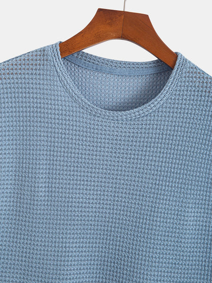 Waffle Knit Wide Strap Sleeveless T-Shirt