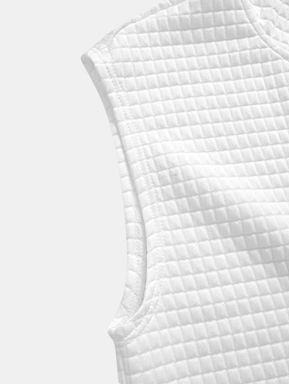 Sleeveless Waffle Zipper Hoodie
