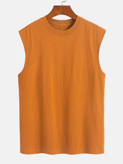 3 Pieces Relax Fit Cotton Drop Shoulder Sleeveless T-Shirts