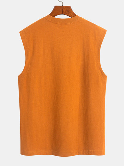 3 Pieces Relax Fit Cotton Drop Shoulder Sleeveless T-Shirts